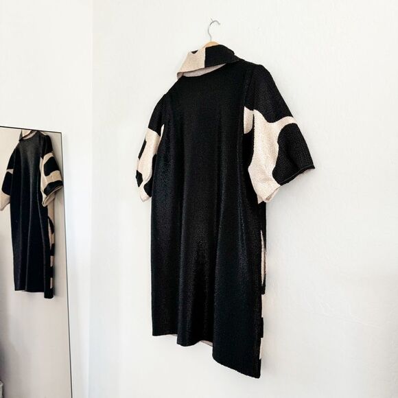 Berek Artistic Textured Abstract Pebbles Jacket Cardigan Cream Black M Like New - Picture 6 of 14